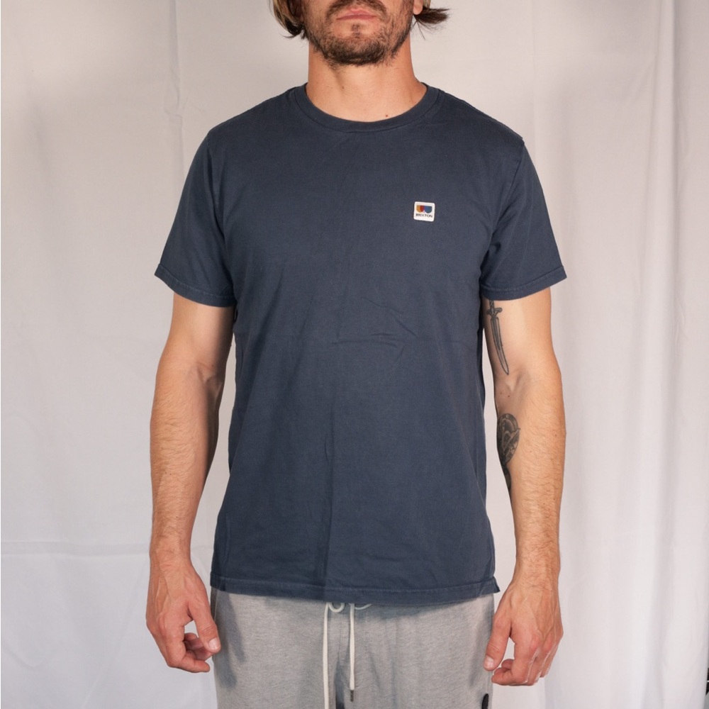 Brixton Blue Short Sleeve Tee Classic Crew Neck